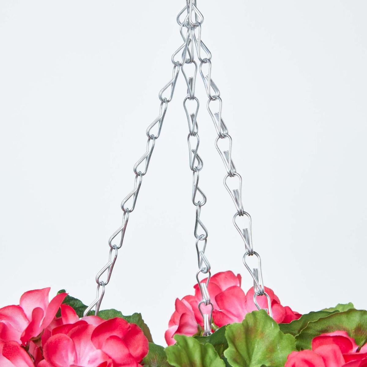Homescapes Large Lifelike Pink Geranium Artificial Hanging Basket Trailing Plant - Pink – image 4