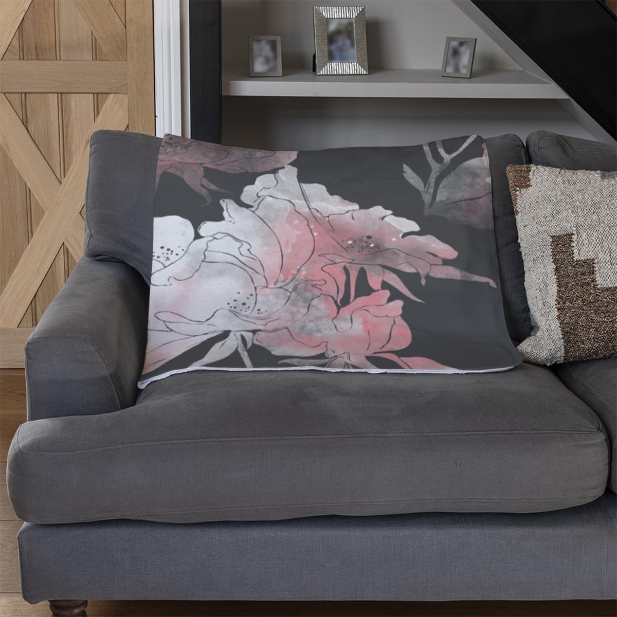 Imprints Flowers And Leaves Of Wild Rose Blanket - Pink – image 3