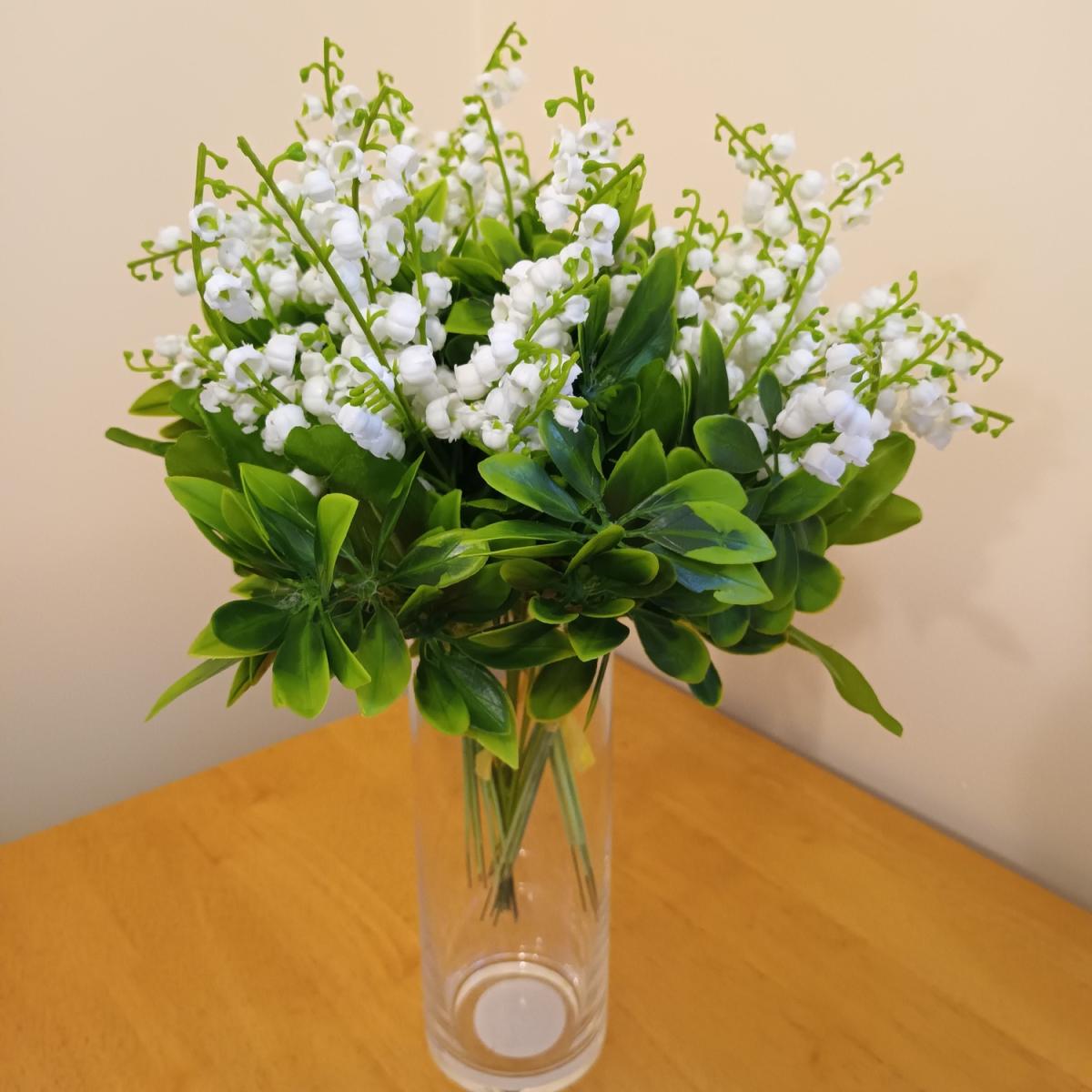 Artificial Lily of The Valley Flower and Choisya Leaf Arrangement - Green and White – image 2
