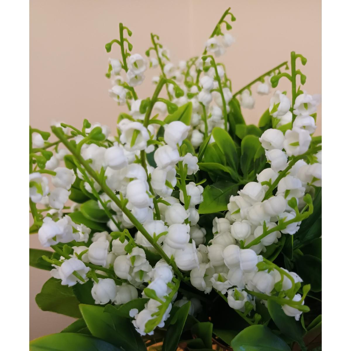 Artificial Lily of The Valley Flower and Choisya Leaf Arrangement - Green and White – image 3