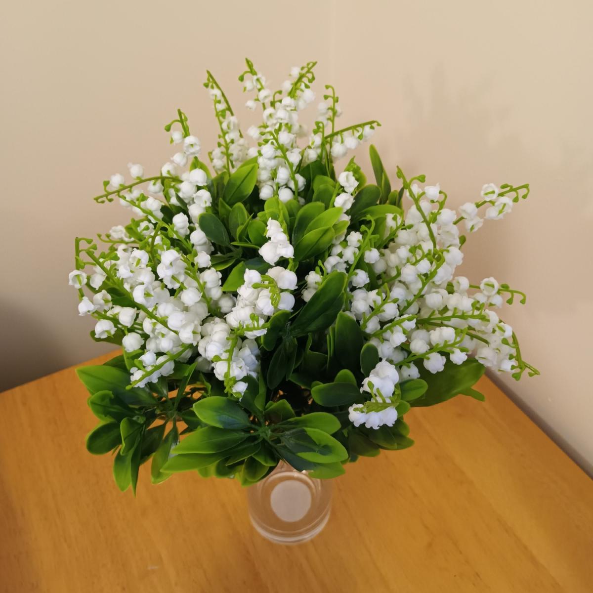 Artificial Lily of The Valley Flower and Choisya Leaf Arrangement - Green and White – image 4