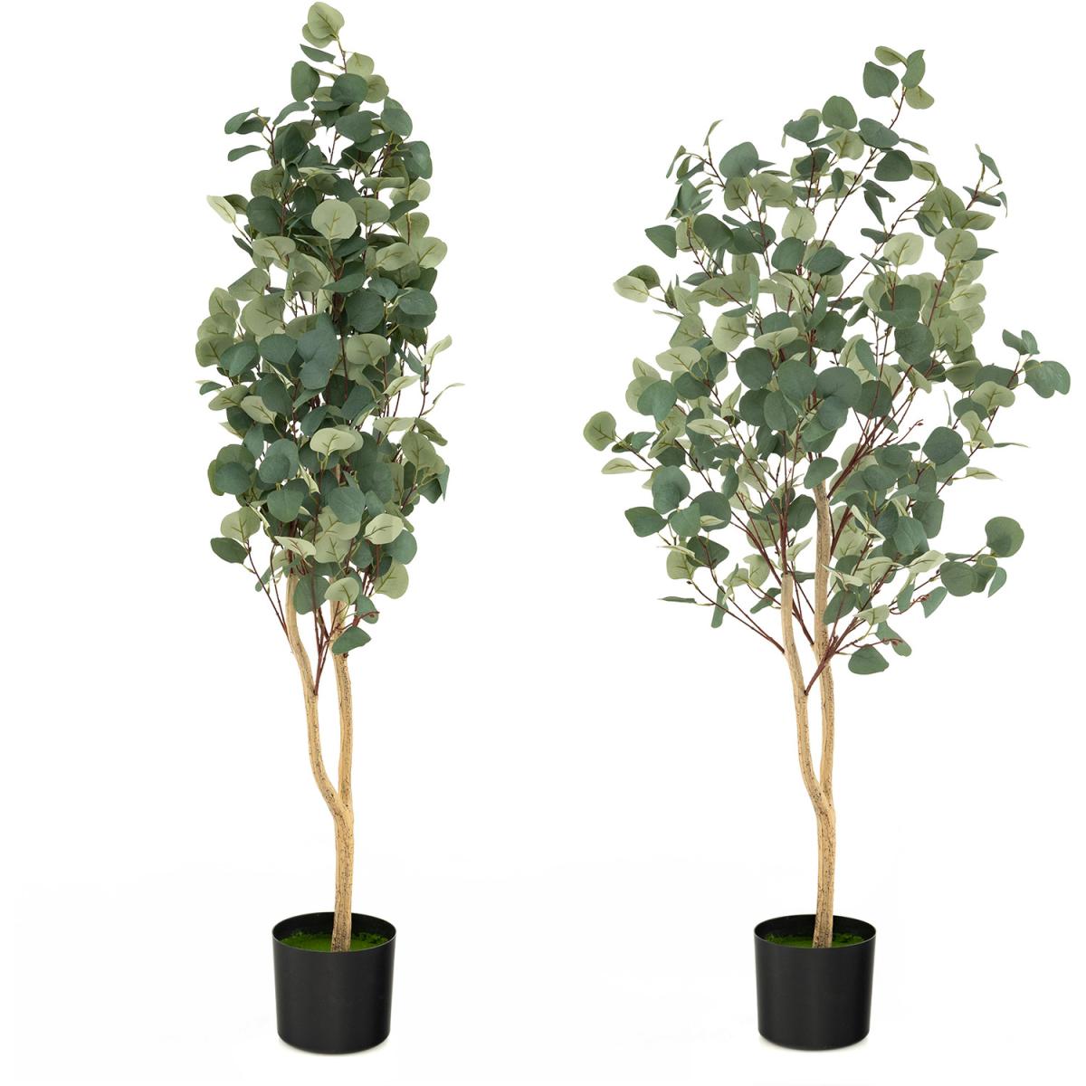 Costway Artificial Eucalyptus Tree 140CM Tall Fake Eucalyptus Plants - Green – image 3