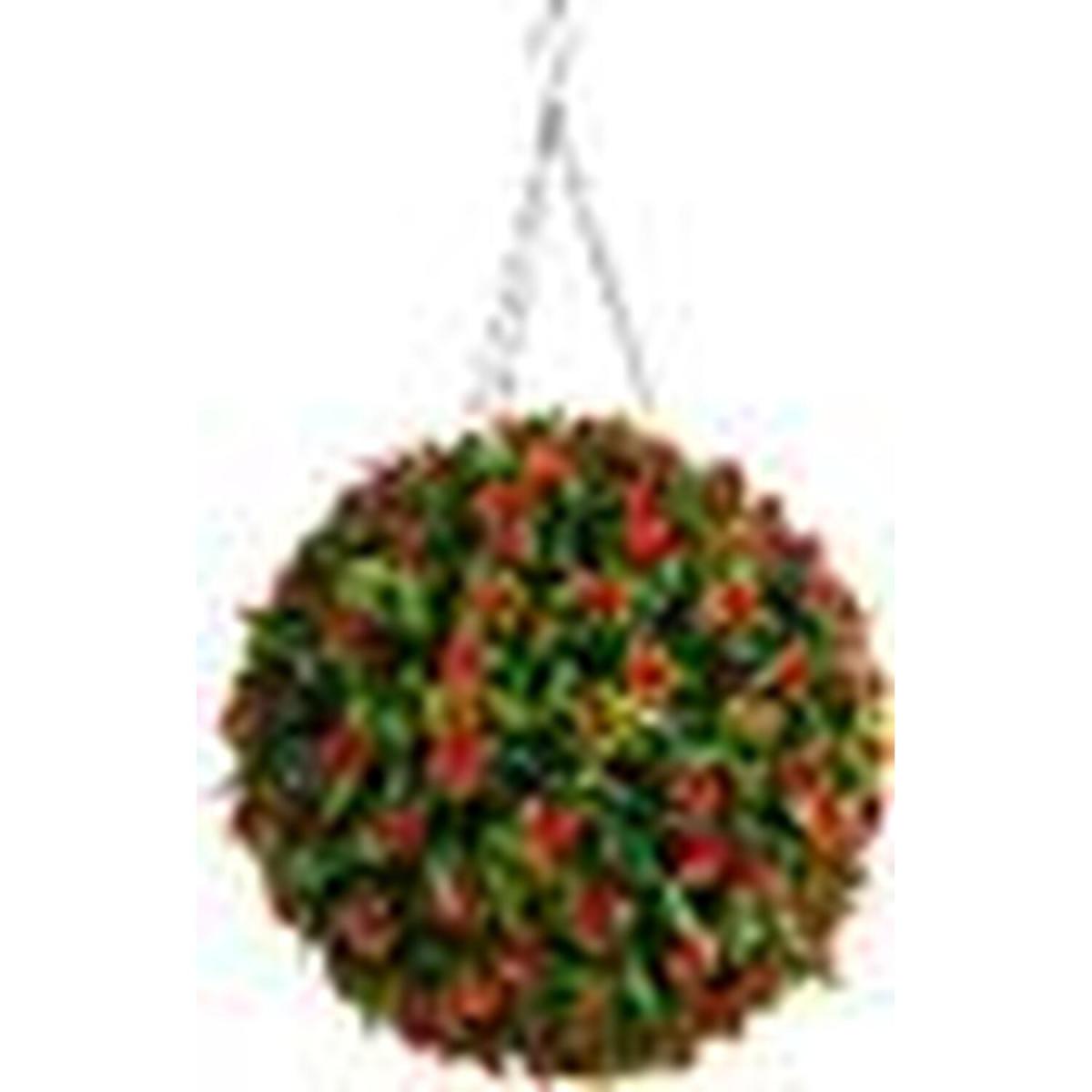 Best Artificial 38cm Orange Lily Hanging Basket Flower Topiary Ball - Orange – image 2