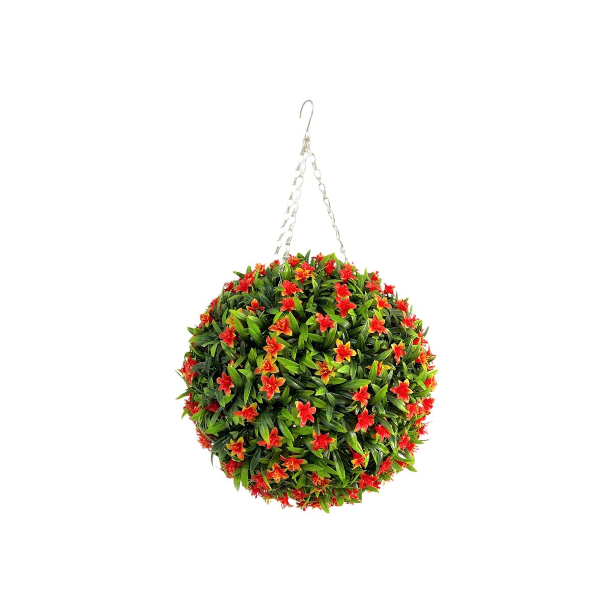 Best Artificial 38cm Orange Lily Hanging Basket Flower Topiary Ball - Orange – image 1