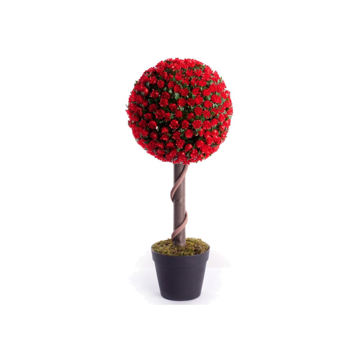 Best Artificial 2ft - 60cm Red Rose Ball Topiary Tree - Red