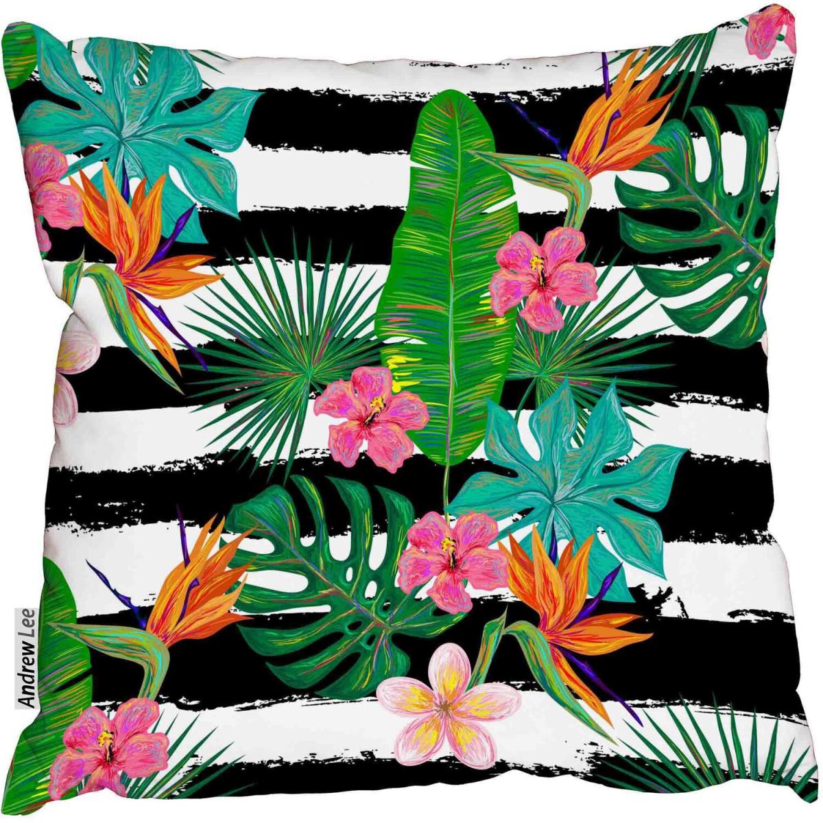 Summer tropical pattern with exotic flowers Outdoor Cushion - Green / 60cm – image 2