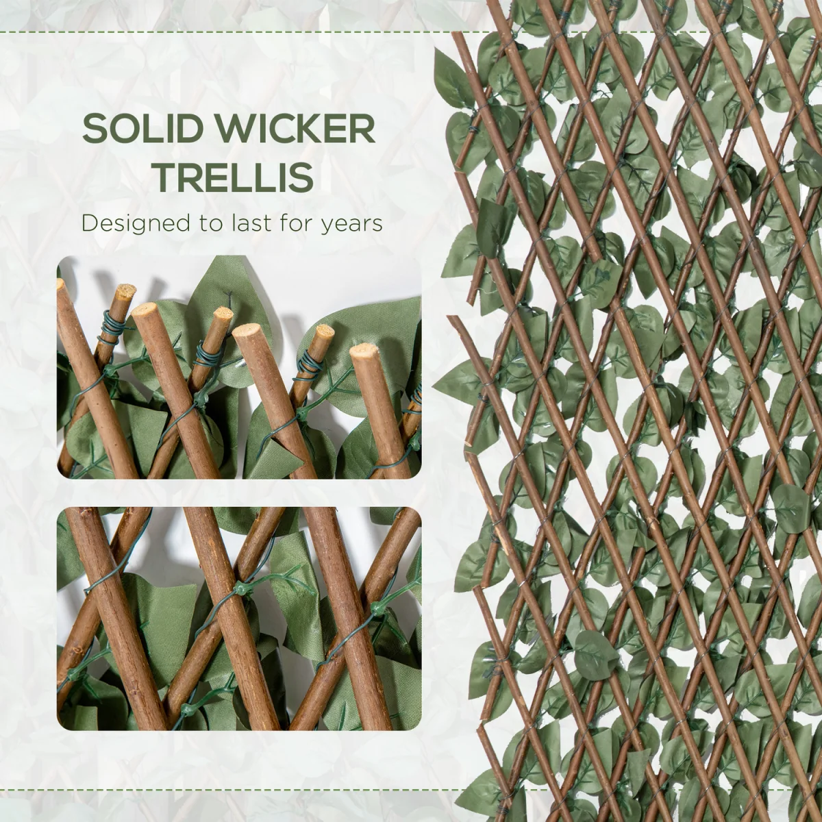 4 PCs Expandable Trellis Fence 2m x 1m Artificial Plant - Green – image 4
