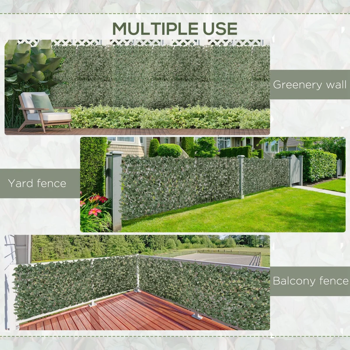 4 PCs Expandable Trellis Fence 2m x 1m Artificial Plant - Green – image 5