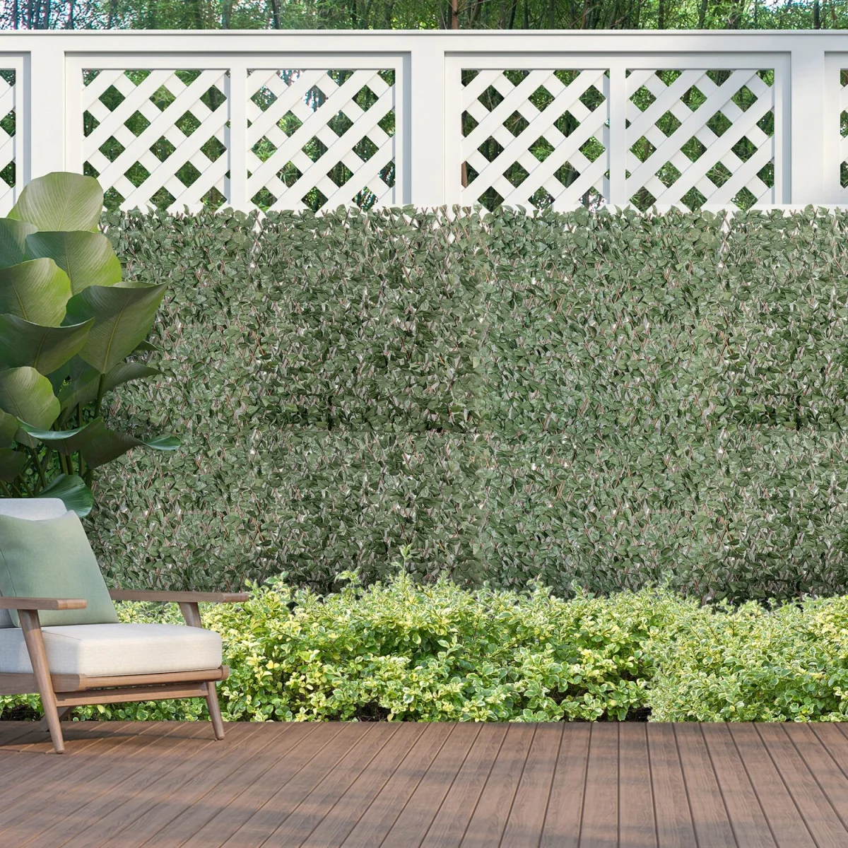 4 PCs Expandable Trellis Fence 2m x 1m Artificial Plant - Green – image 9