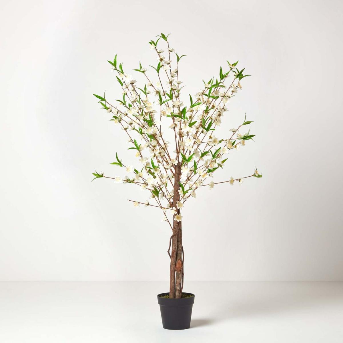 Homescapes Artificial Blossom Tree with Cream Silk Flowers - 5 Feet - Neutral – image 1