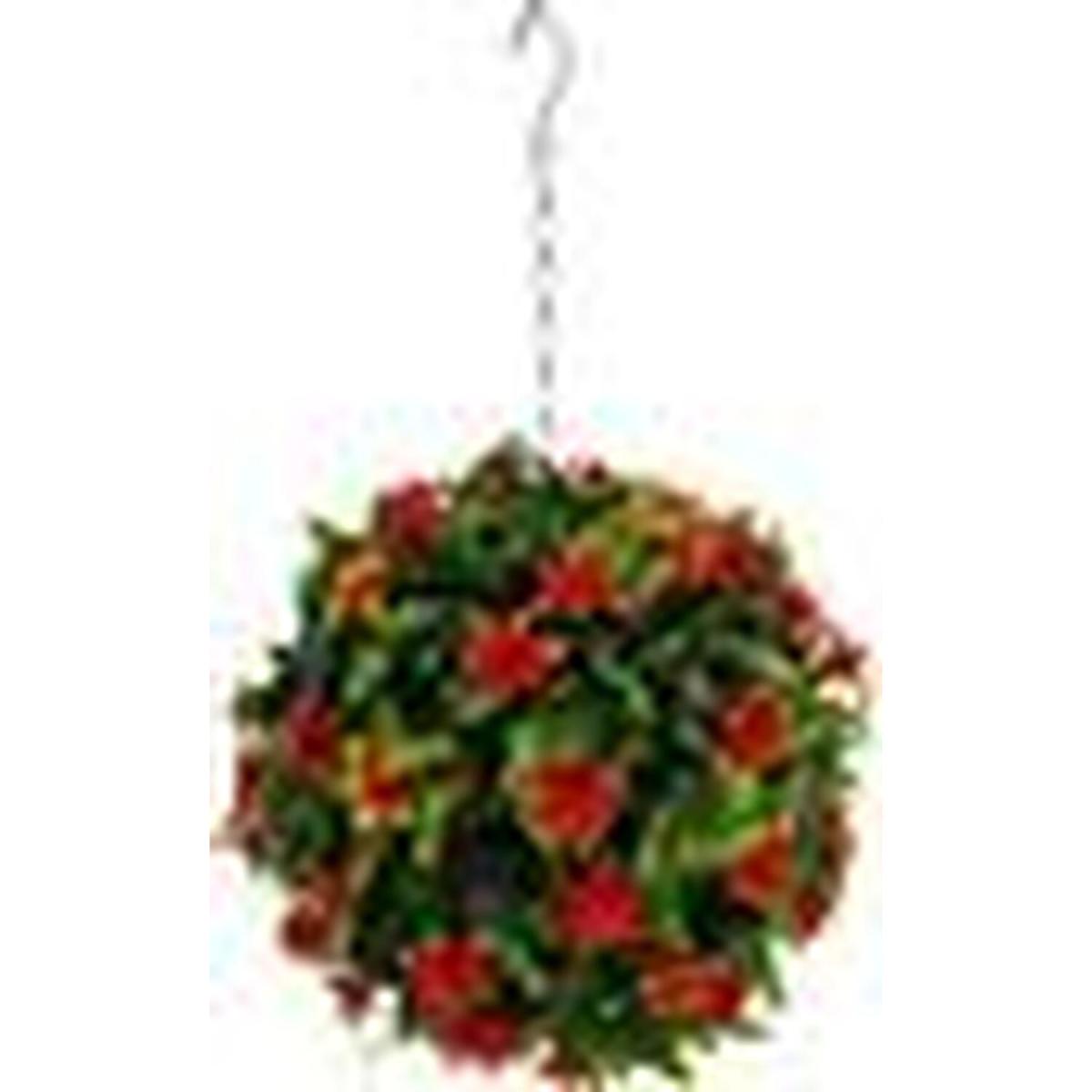 Best Artificial 23cm Orange Lily Hanging Basket Flower Topiary Ball - Orange – image 2