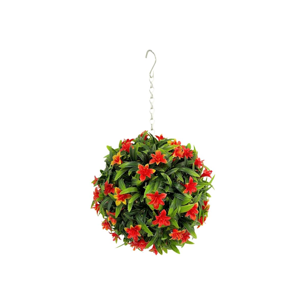 Best Artificial 23cm Orange Lily Hanging Basket Flower Topiary Ball - Orange – image 1