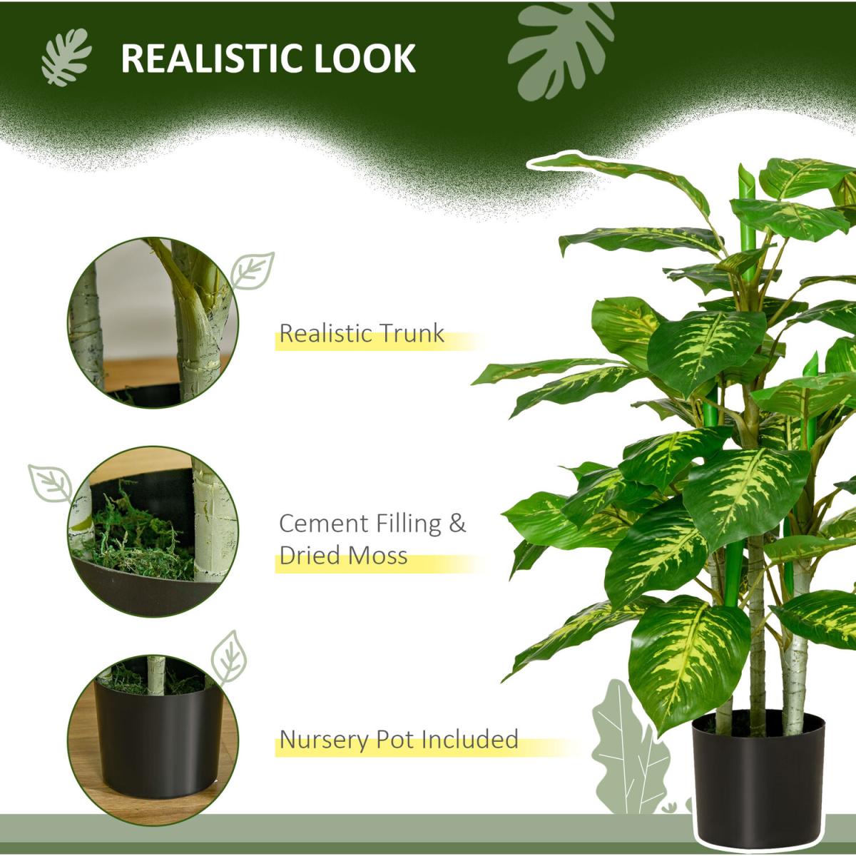 Artificial Evergreen Plant Realistic Fake Tree Potted Home Office - Green – image 7