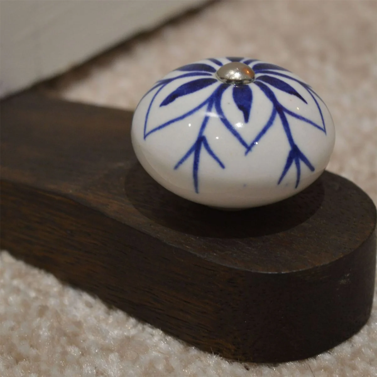 Wooden Door Stops - Navy Flower - Pack of 3 - Navy Flower – image 5