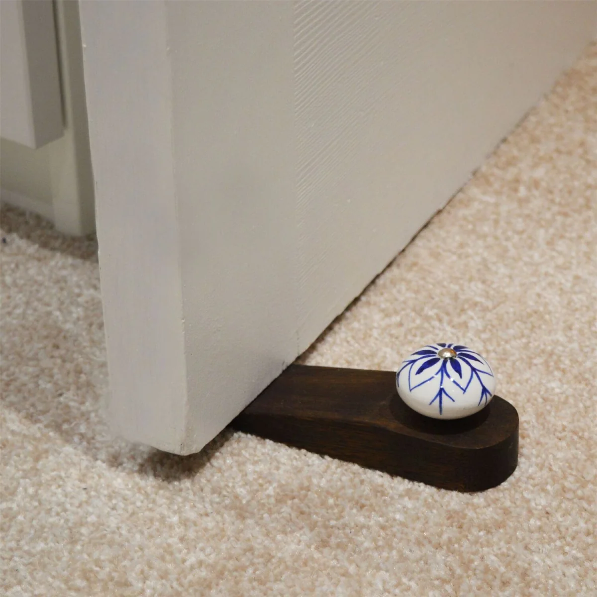 Wooden Door Stops - Navy Flower - Pack of 3 - Navy Flower – image 1