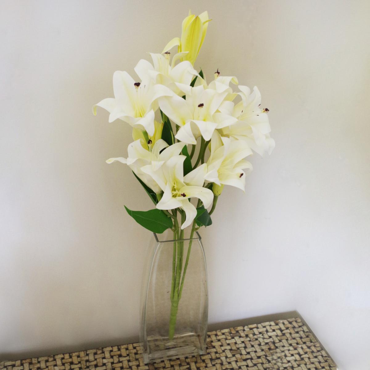 Artificial Lily Stem White - White