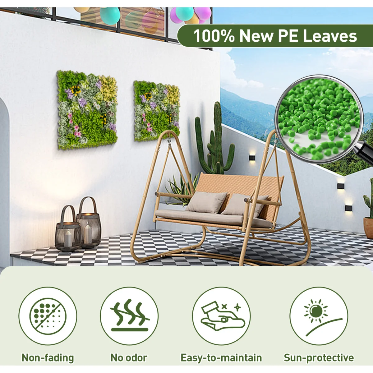 2 Pack Artificial Plants Wall Panels - Green – image 4