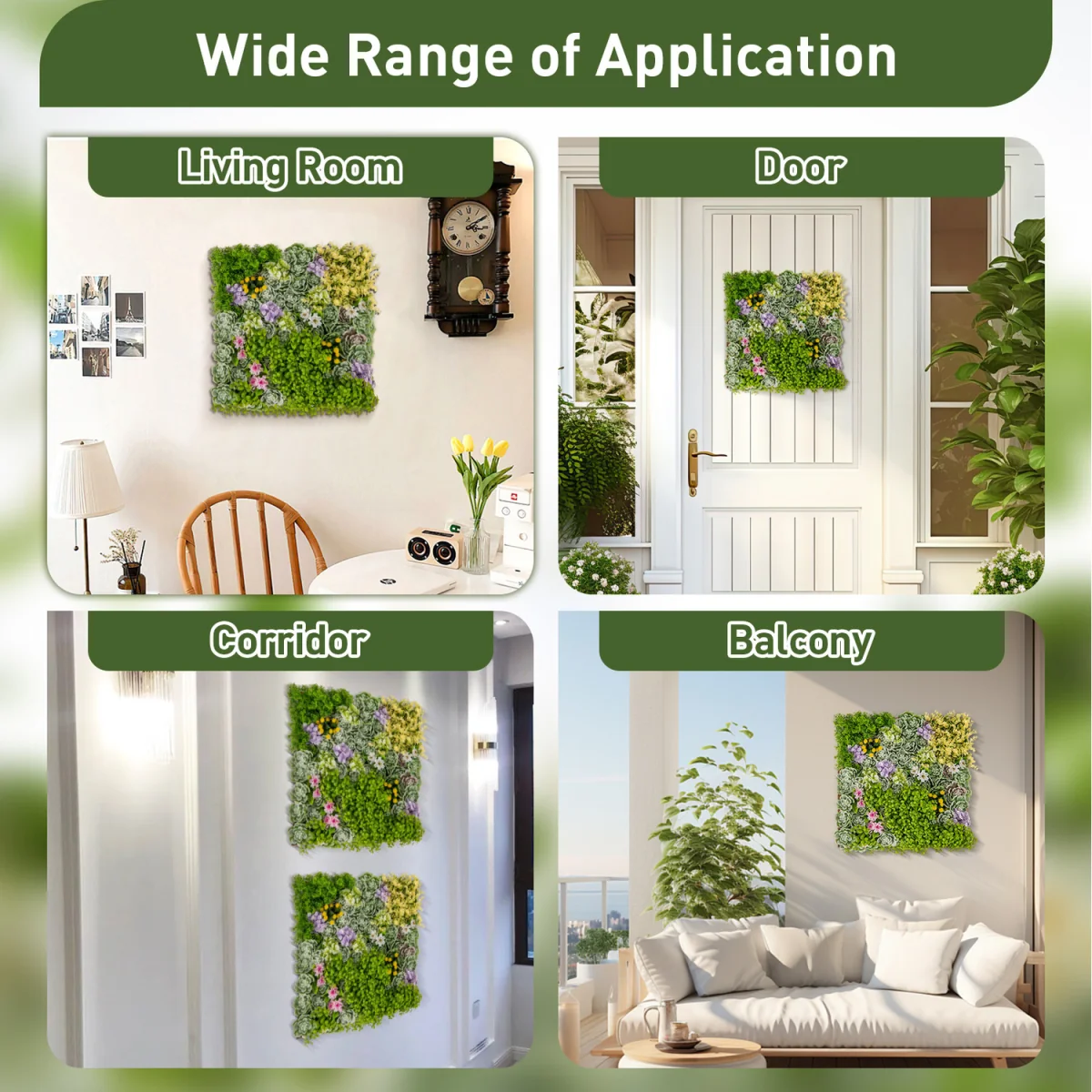 2 Pack Artificial Plants Wall Panels - Green – image 5