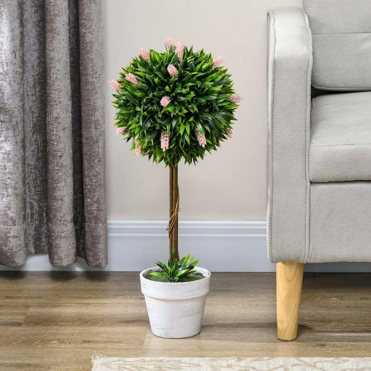 Yodina Set of 2 Pink Artificial Flower Ball Trees with Pots for Indoor and Outdoor Styling 60cm – image 8