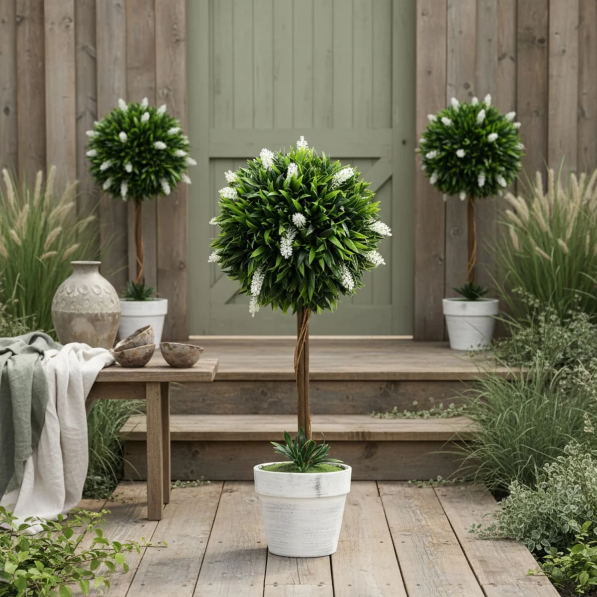 Yodina Set of 2 Pink Artificial Flower Ball Trees with Pots for Indoor and Outdoor Styling 60cm – image 1