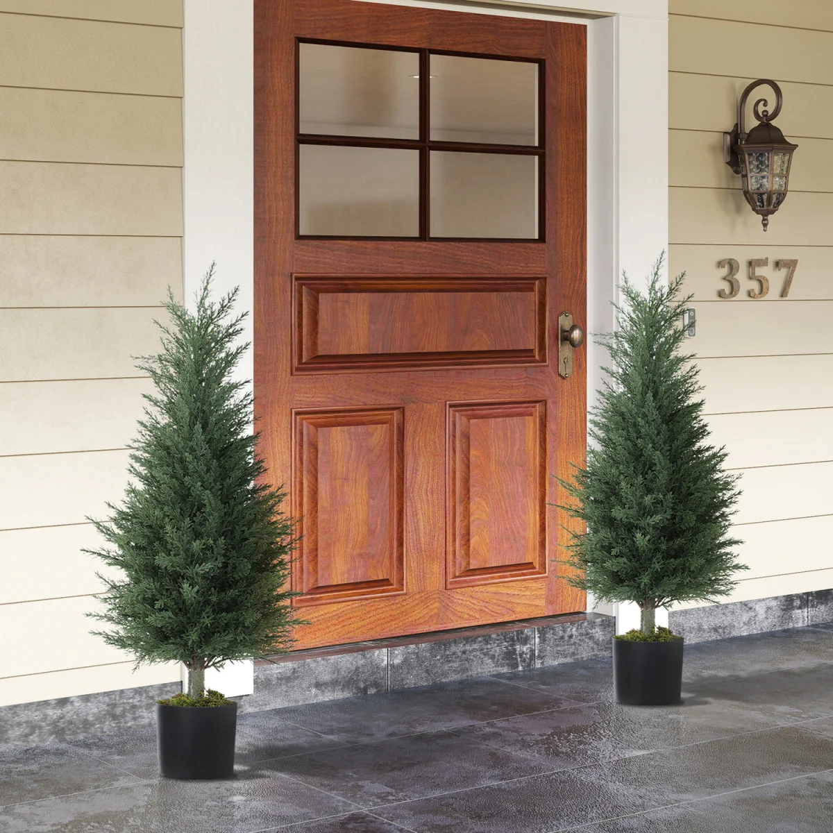 HOMCOM Set of 2 Decorative Artificial Plant - Green – image 2