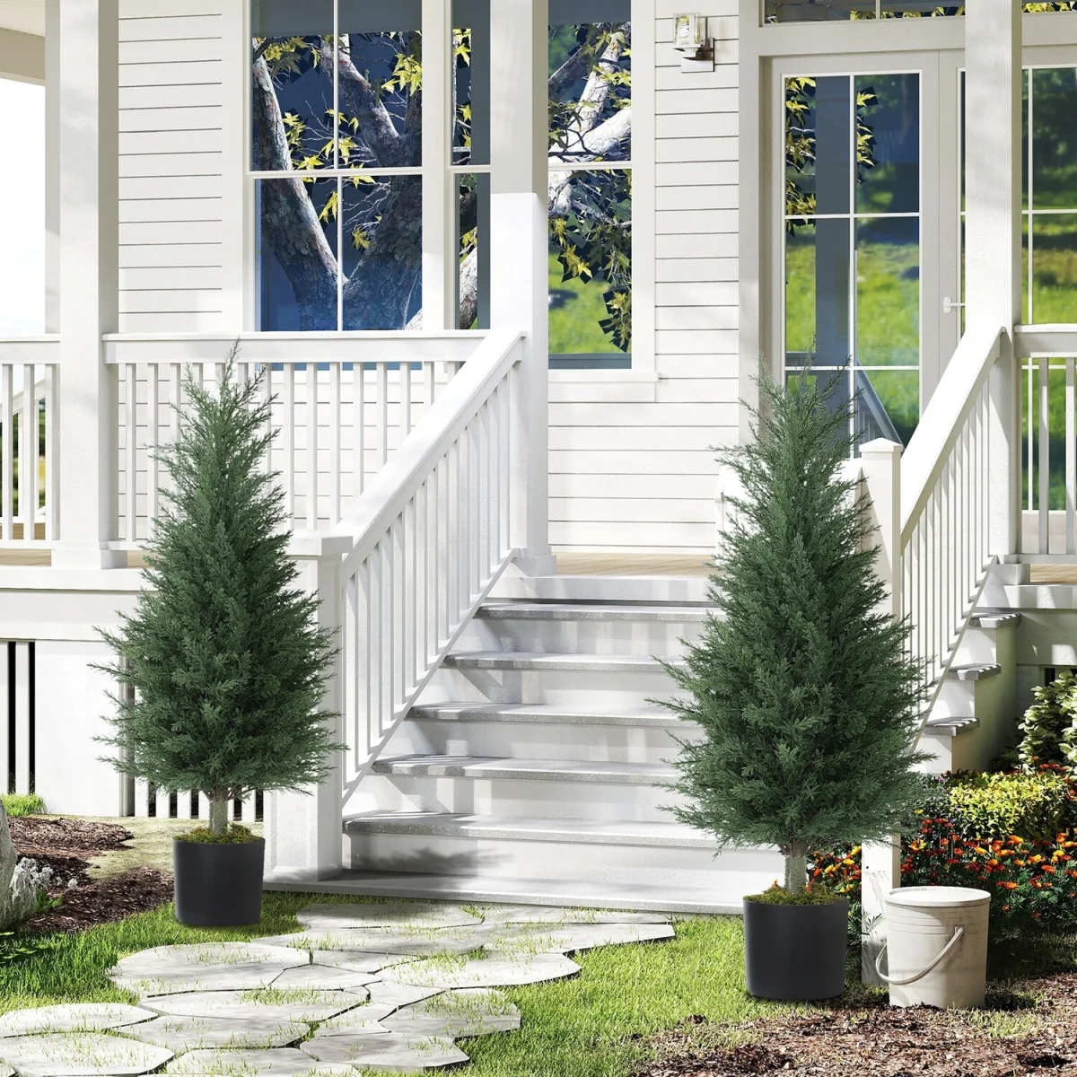 HOMCOM Set of 2 Decorative Artificial Plant - Green – image 9