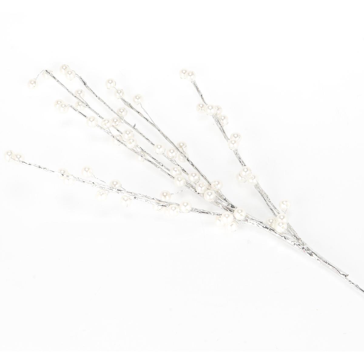 Pearl Beads Branch with Silver Stem - Silver / 75cm – image 2