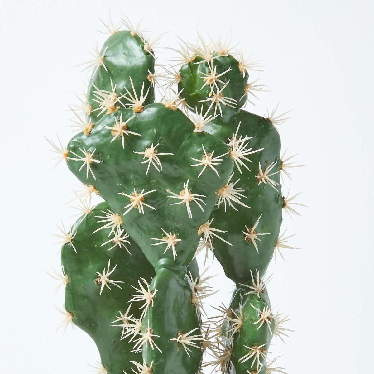 Homescapes Artificial Cactus Prickly Pear in Stone Pot, 26 cm Tall - Green – image 2