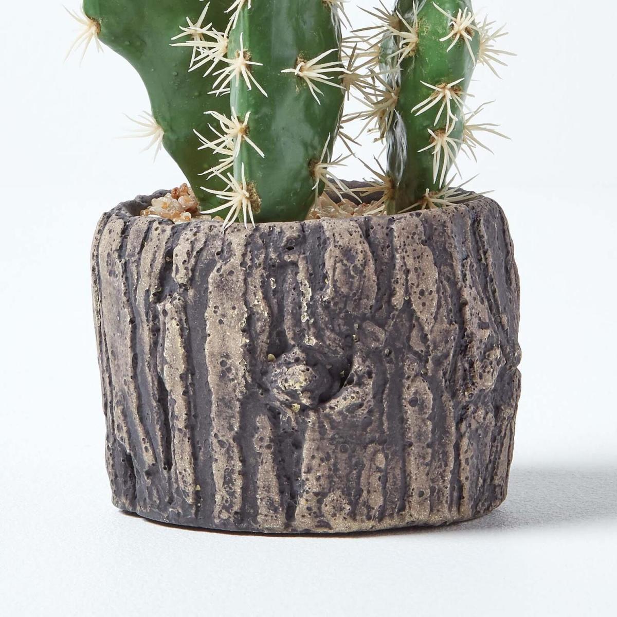 Homescapes Artificial Cactus Prickly Pear in Stone Pot, 26 cm Tall - Green – image 4