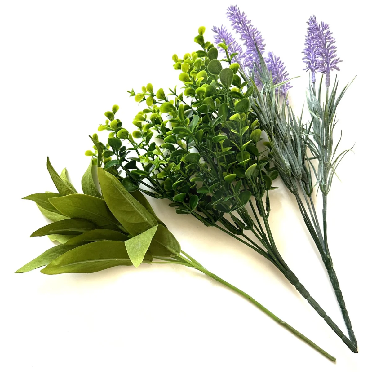 Artificial Plant Flower 3pc Pack - Lavender, Sage and Eucalyptus Bush - Purple and Green – image 2