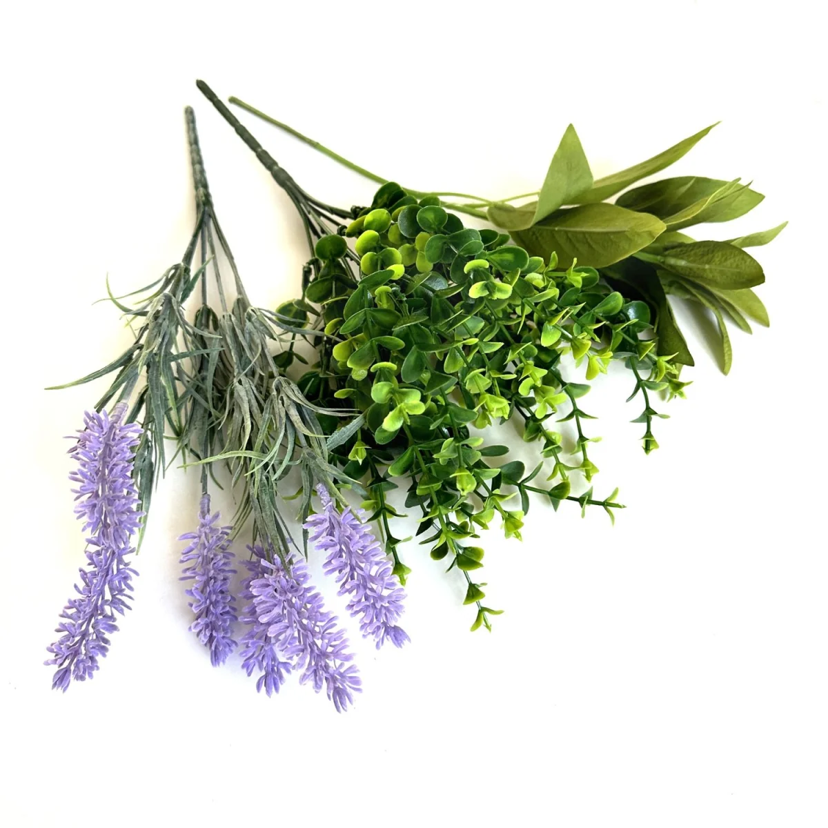 Artificial Plant Flower 3pc Pack - Lavender, Sage and Eucalyptus Bush - Purple and Green – image 3
