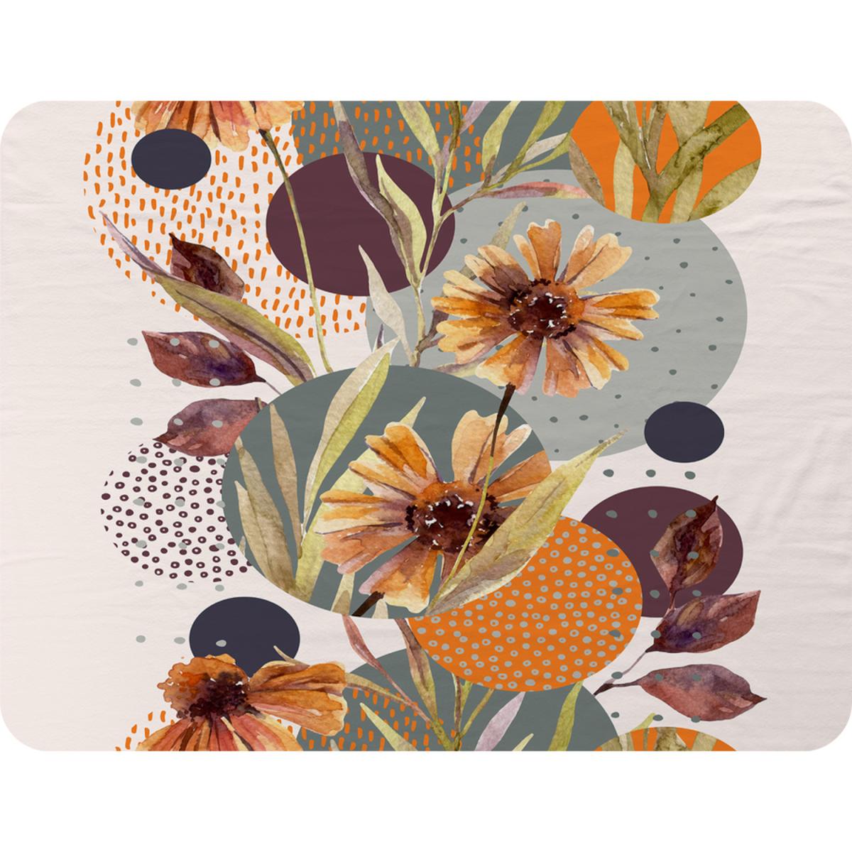 Orange Geometric With Flowers Blanket - Orange – image 2