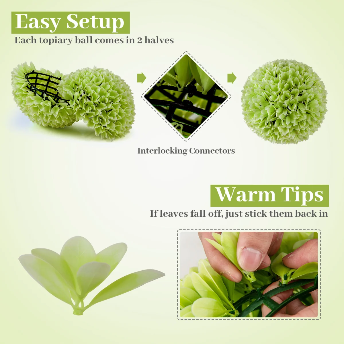 2 PCS Artificial Plant Topiary Balls - Pink – image 13