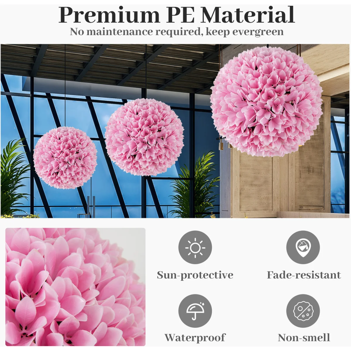 2 PCS Artificial Plant Topiary Balls - Pink – image 4