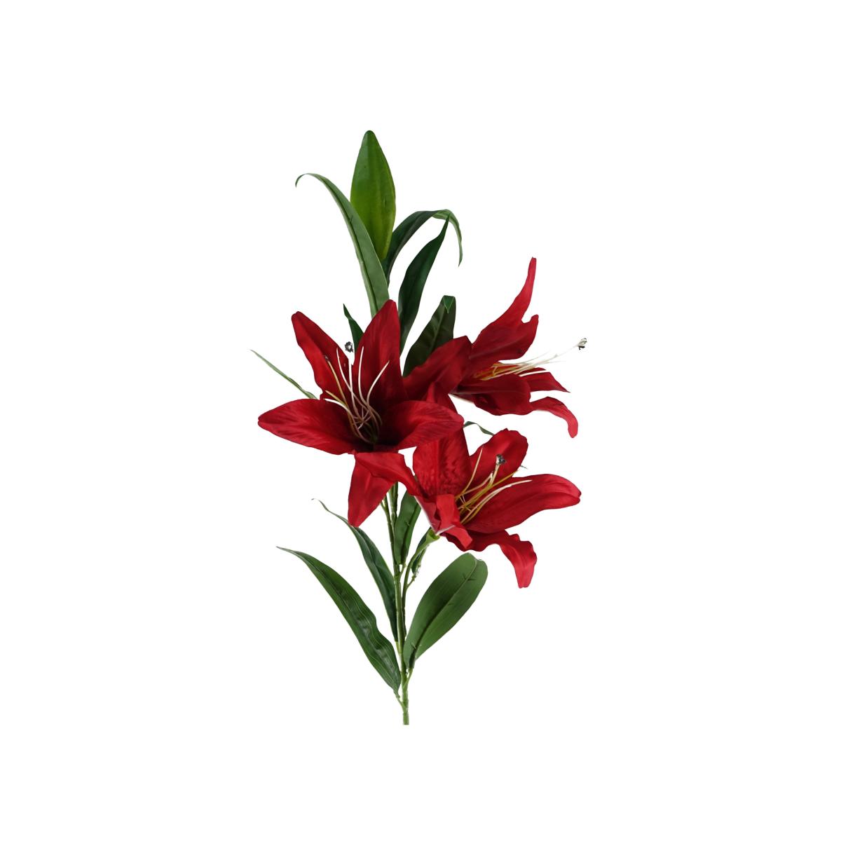 Single Large Lily Stem - 3 Flowers - Red Lily