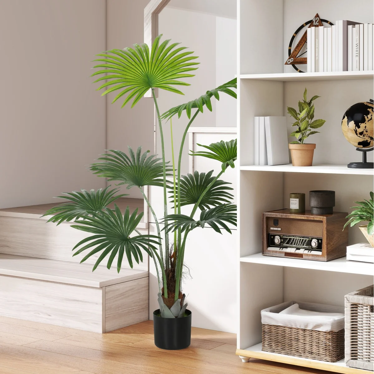 HOMCOM Artificial Plant with PEVA Leaves and Coconut Coir  - Green / 145cm – image 2