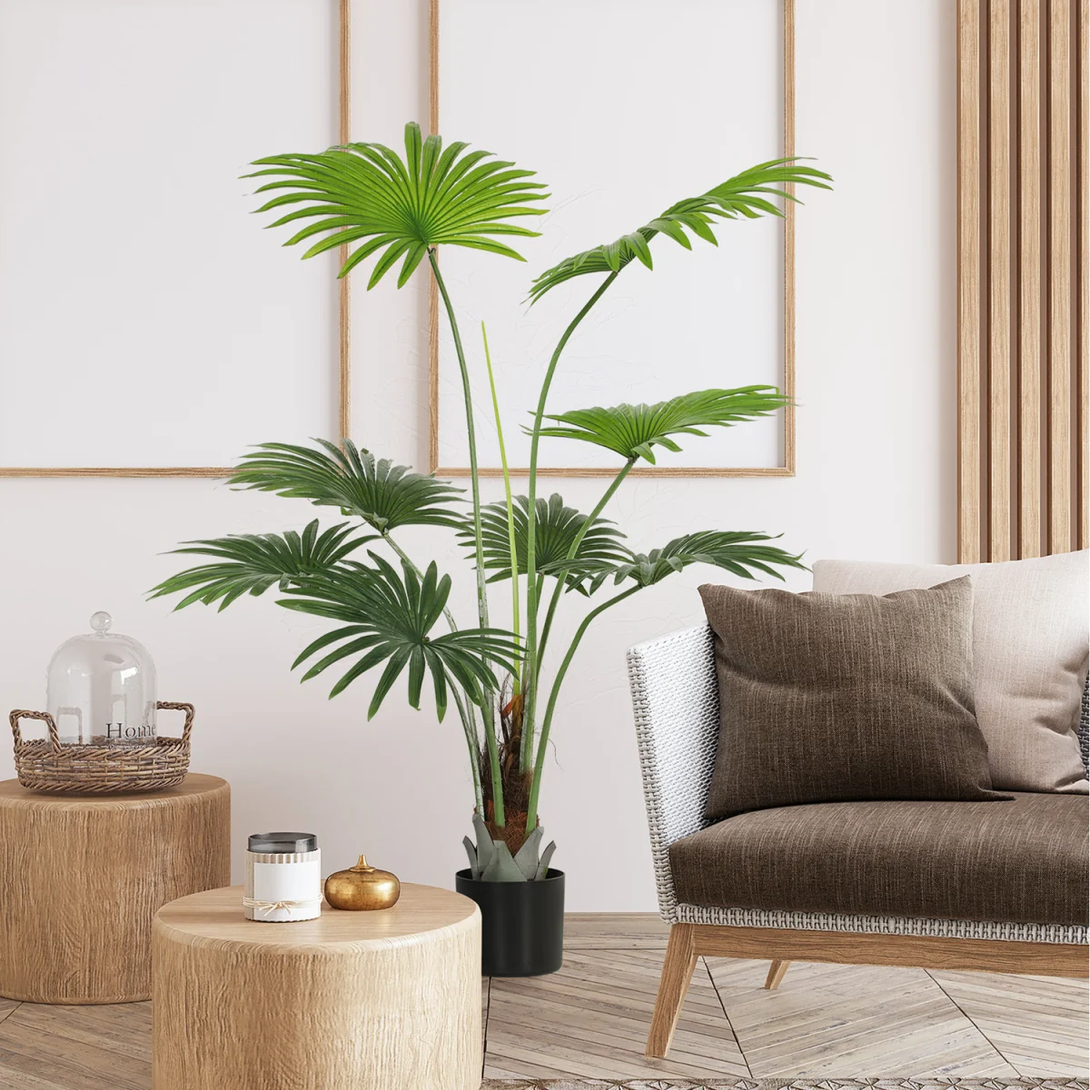 HOMCOM Artificial Plant with PEVA Leaves and Coconut Coir  - Green / 145cm – image 3