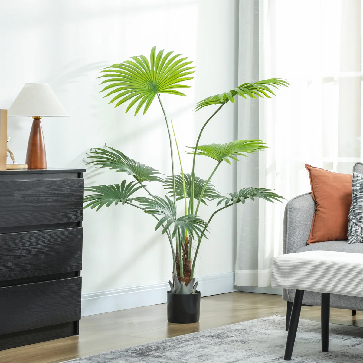 HOMCOM Artificial Plant with PEVA Leaves and Coconut Coir  - Green / 145cm – image 4
