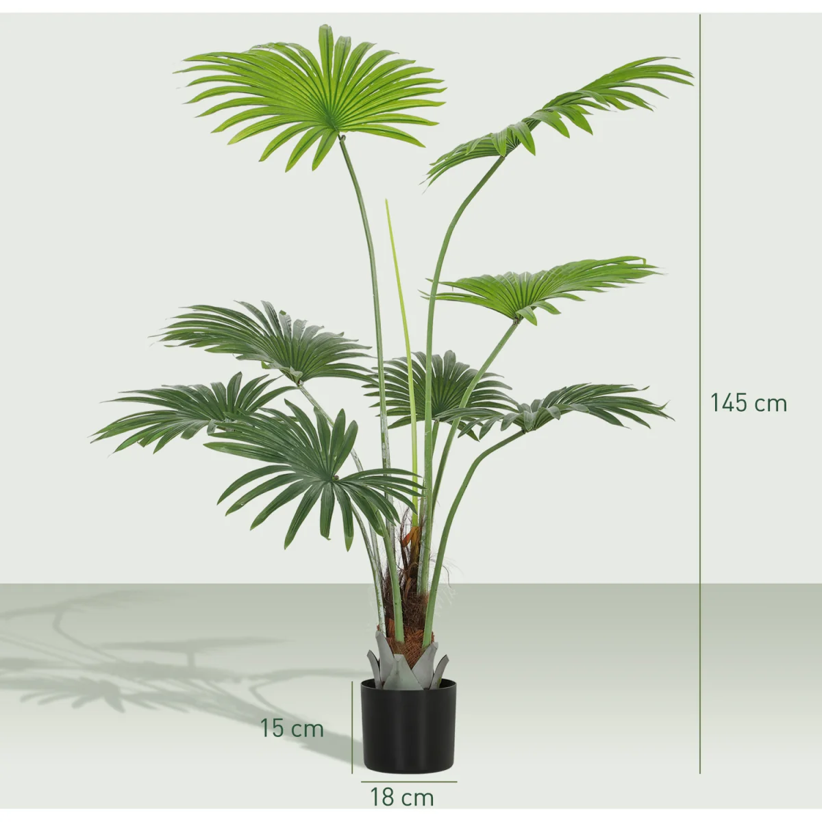 HOMCOM Artificial Plant with PEVA Leaves and Coconut Coir  - Green / 145cm – image 8