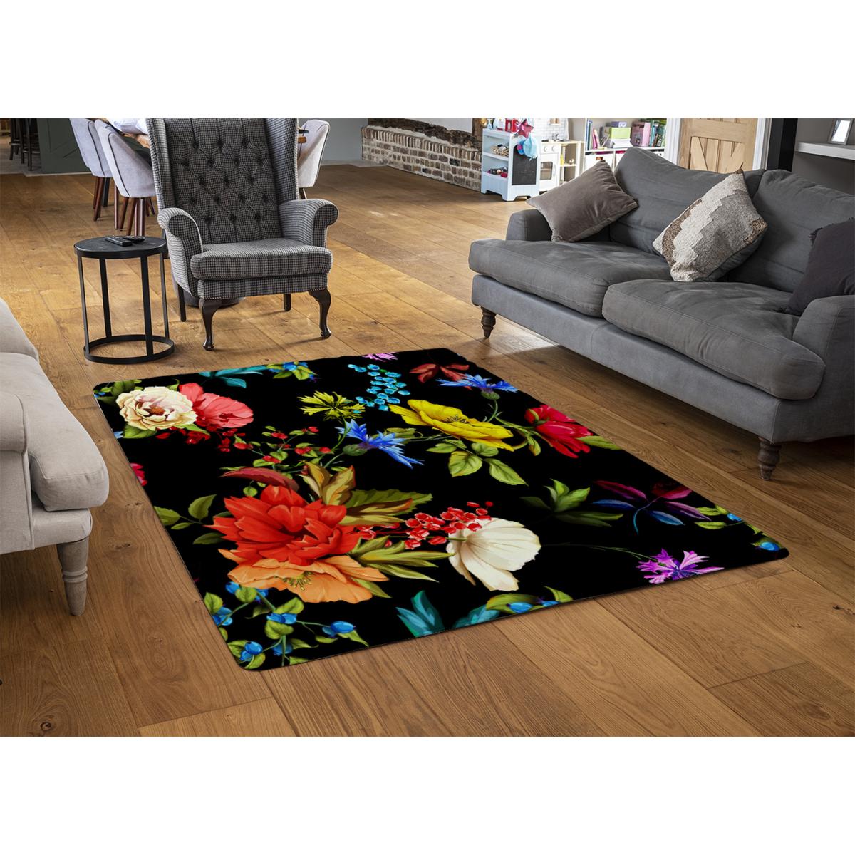 Bright Vibrant Flowers Rug - Red / 230cm – image 3