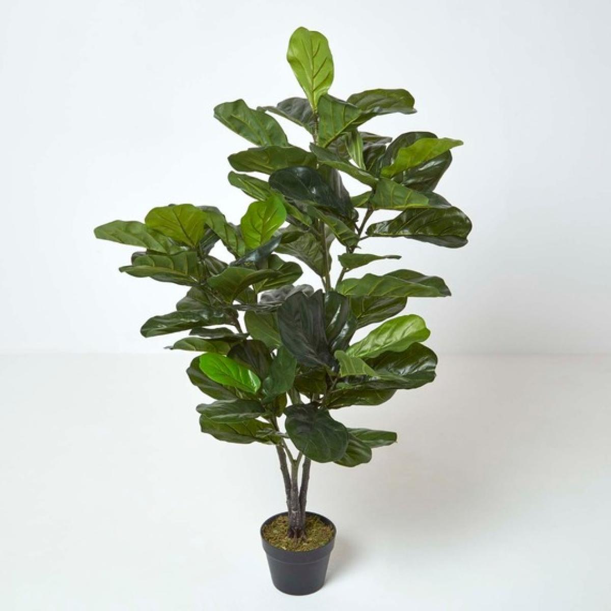 Homescapes Artificial Fiddle Leaf Fig Tree in Pot, 120 cm Tall - Green – image 1