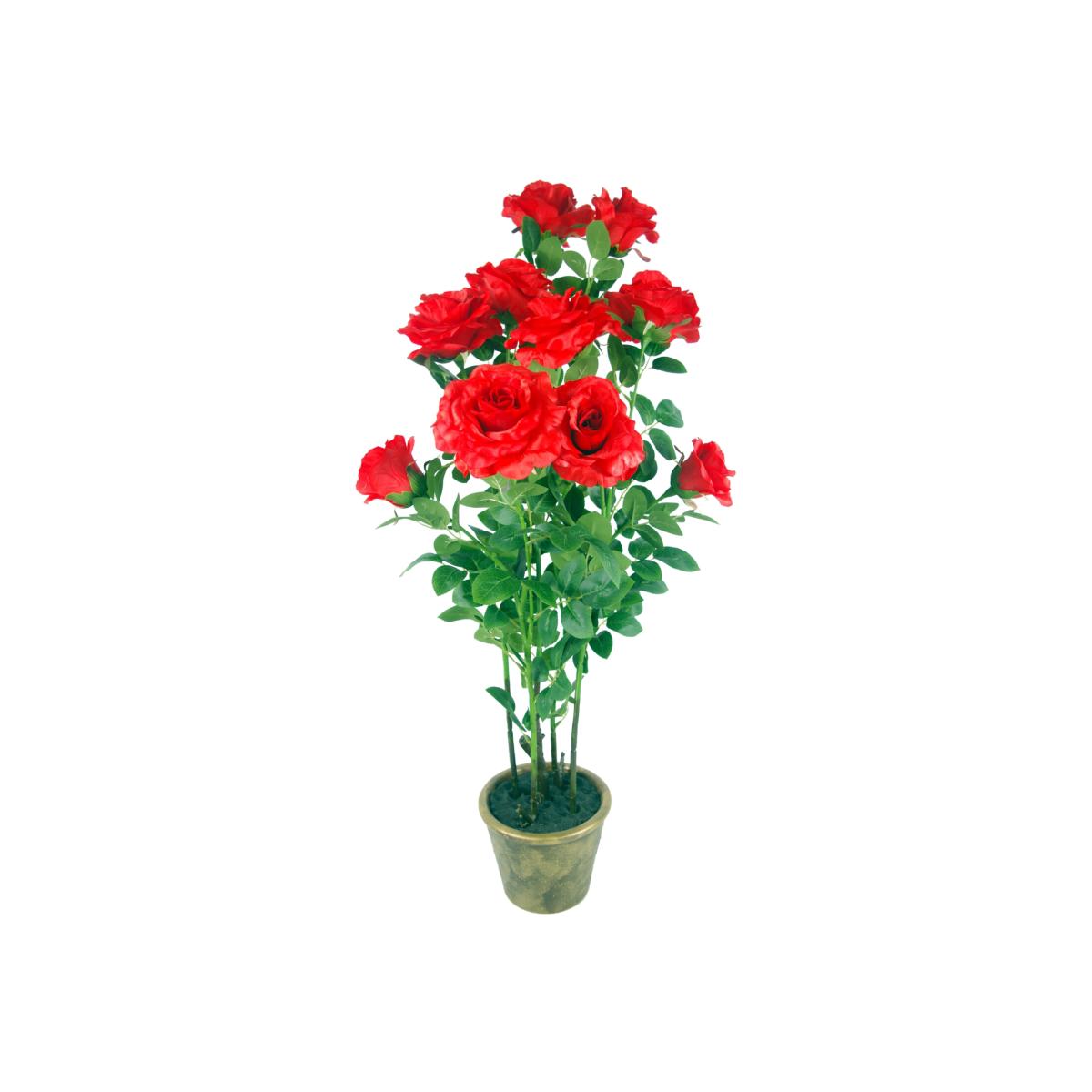 Artificial Rose Tree Large Plant Red in Ceramic Planter - Green