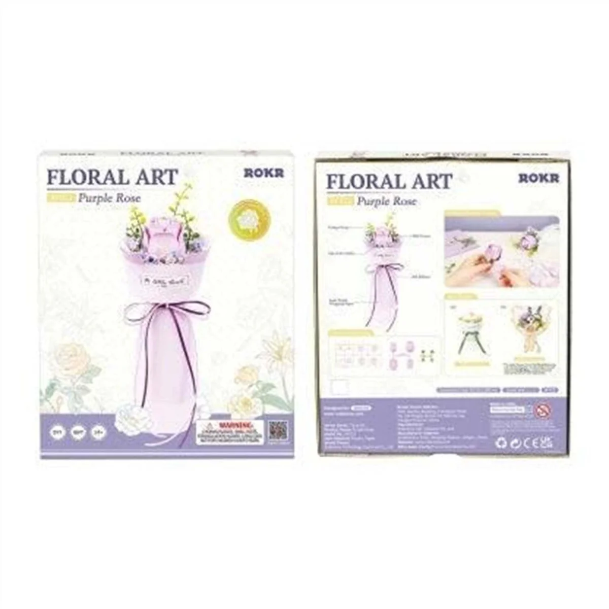 DIY Wooden Flower Bouquet 3D Puzzle Craft Kit - Purple Rose – image 2