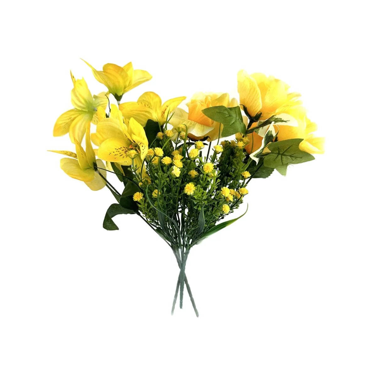 Artificial Plant Flower 3pc Pack Yellow Rose, Alstroemeria and Gypsophila - Yellow – image 1