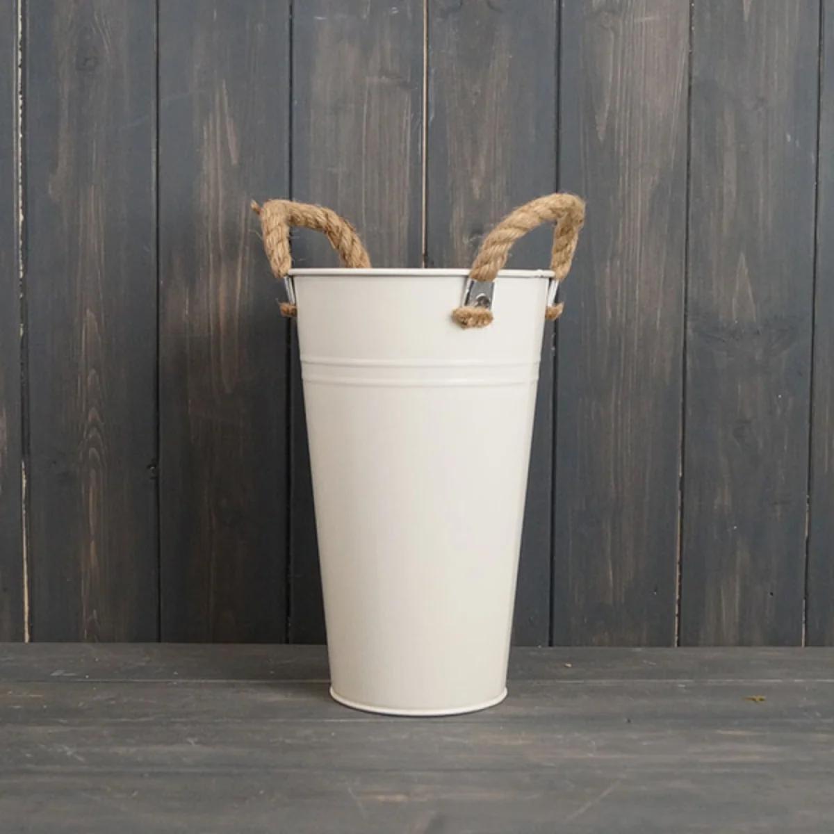 Charming Cream Flower Bucket Planter - Cream