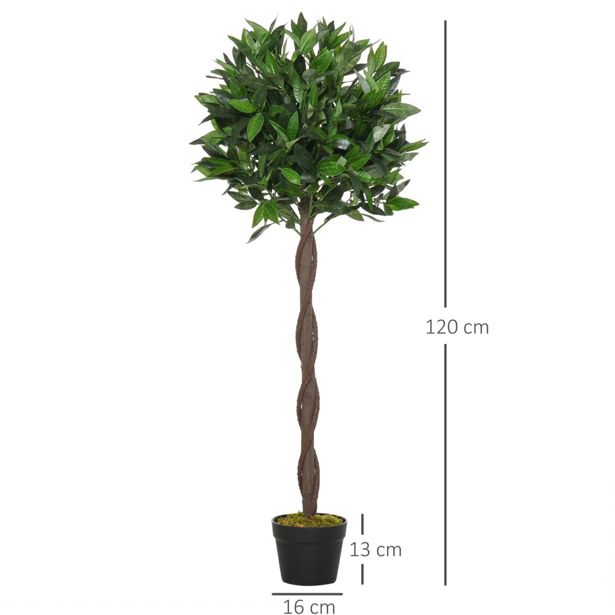Set Of 2 90cm Artificial Bay Laurel Topiary - Green / 120cm – image 2