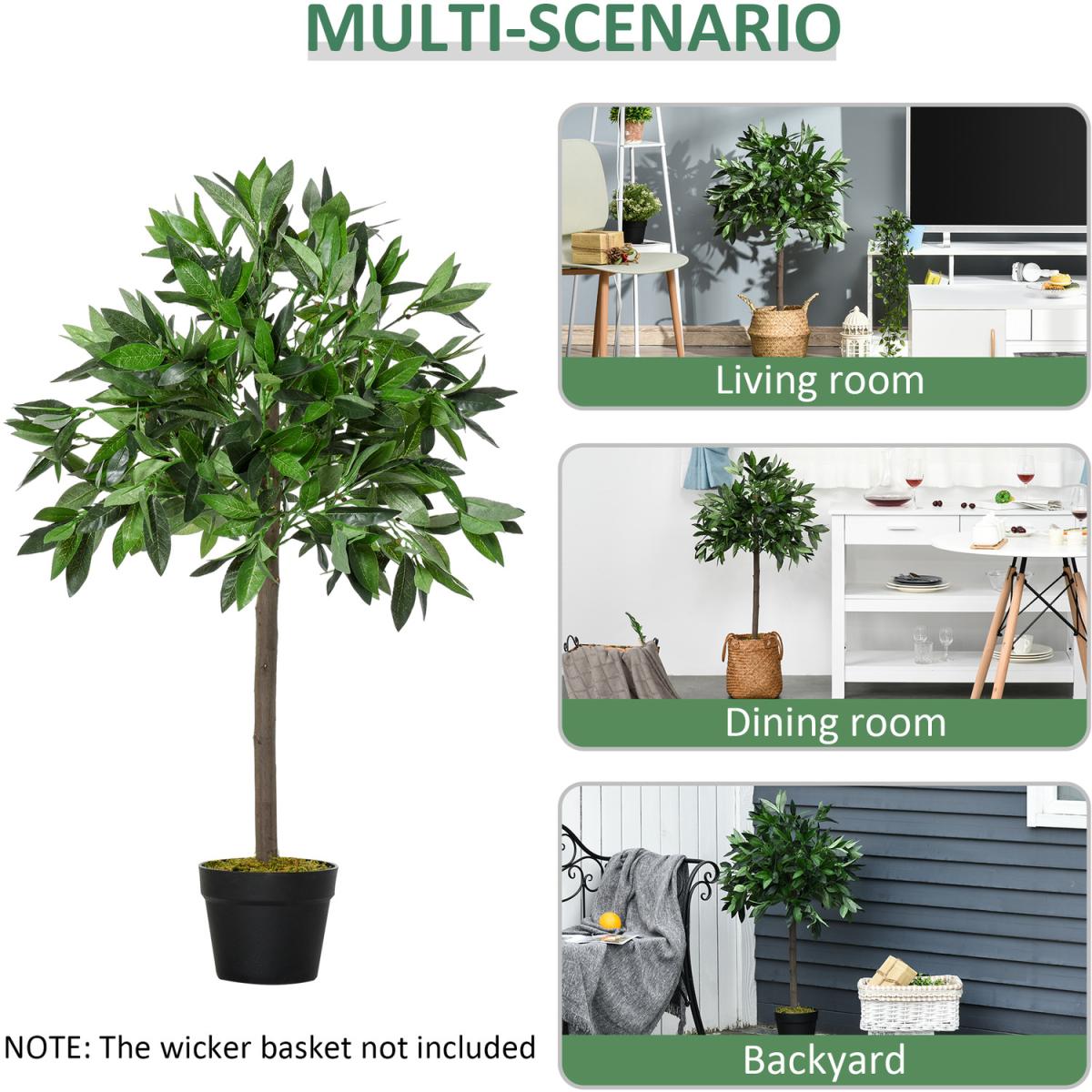 Set Of 2 90cm Artificial Bay Laurel Topiary - Green / 120cm – image 14