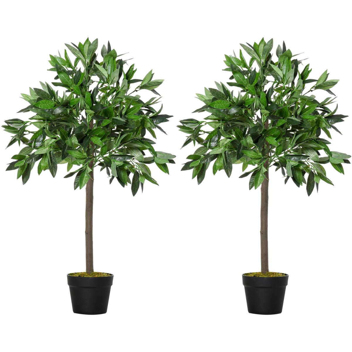 Set Of 2 90cm Artificial Bay Laurel Topiary - Green / 120cm – image 15