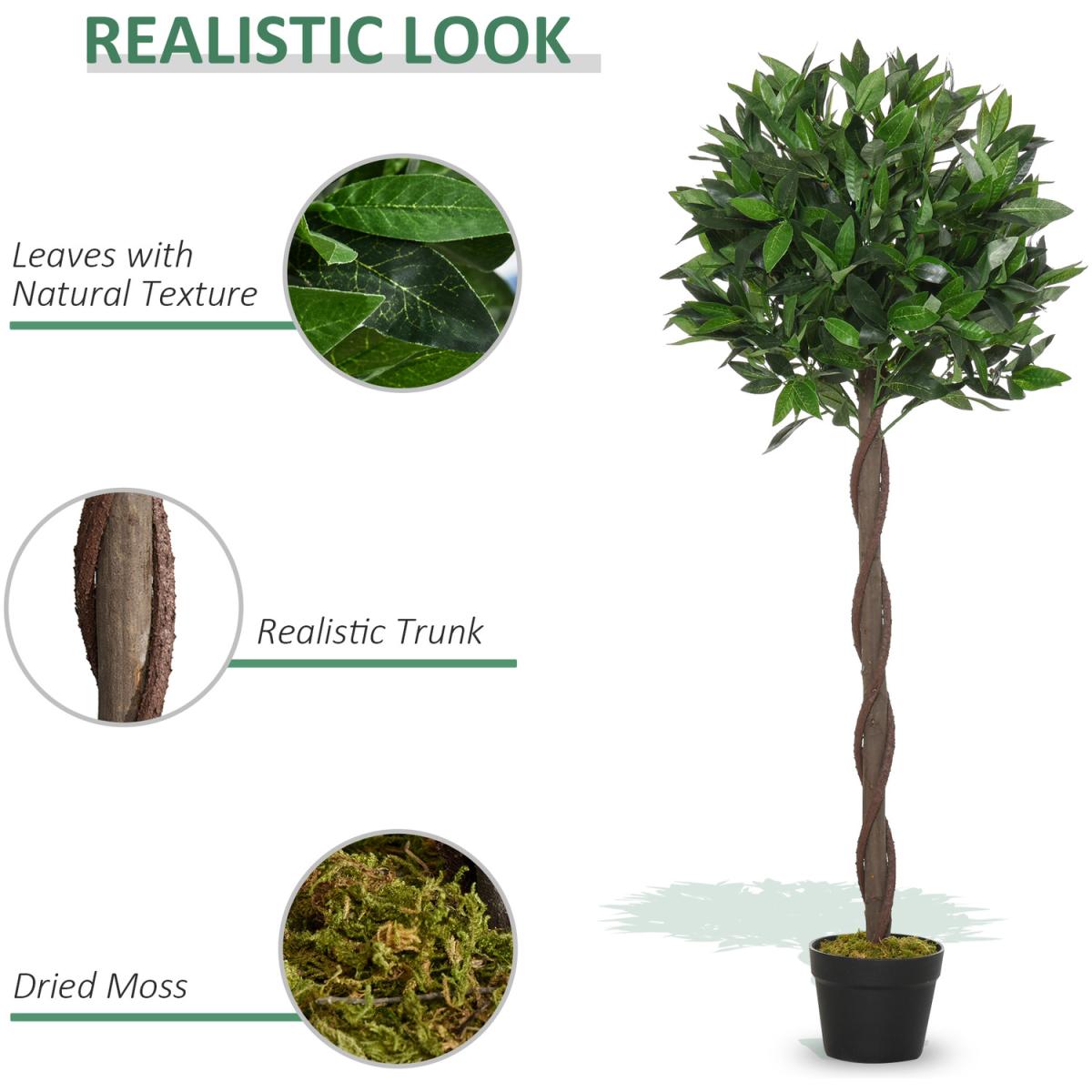 Set Of 2 90cm Artificial Bay Laurel Topiary - Green / 120cm – image 4