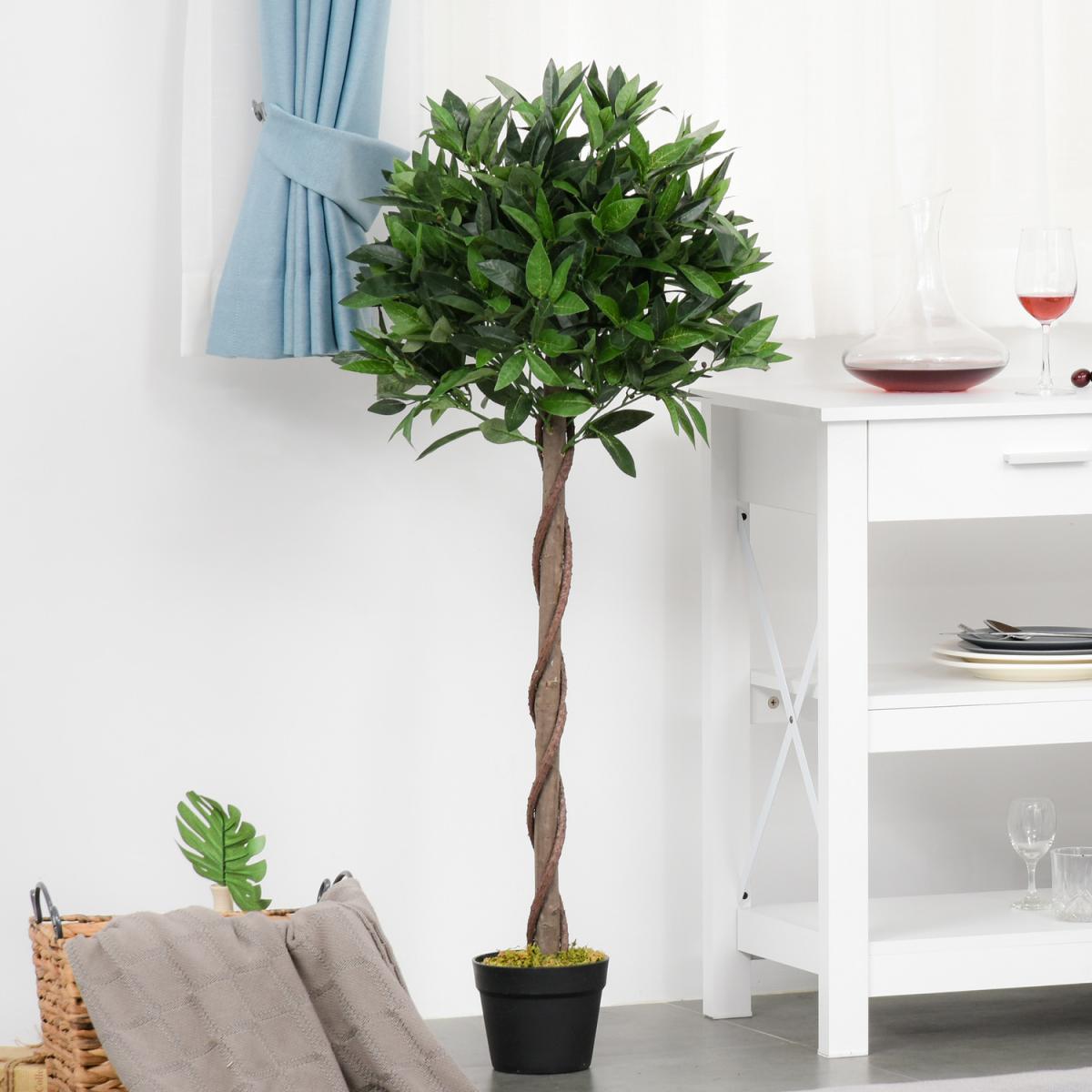 Set Of 2 90cm Artificial Bay Laurel Topiary - Green / 120cm – image 1
